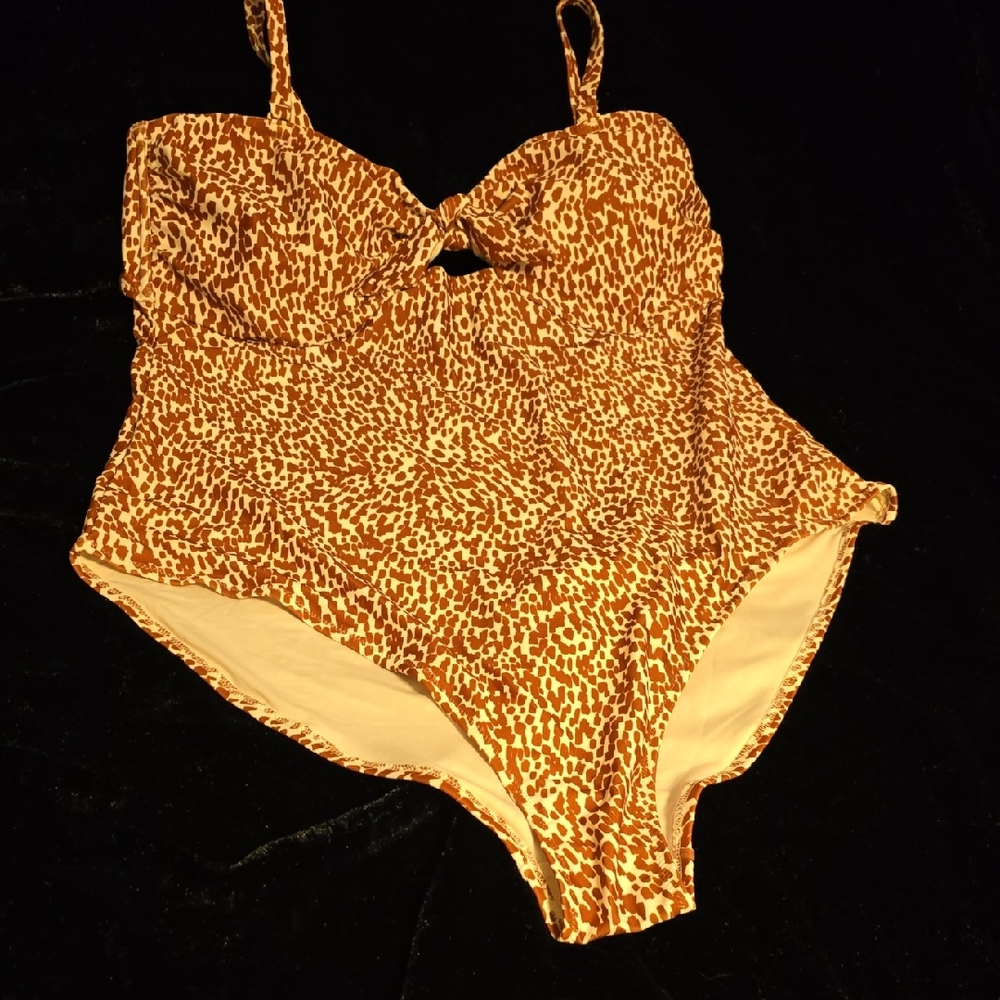 Old Navy Brown and White Patterned Swimsuit